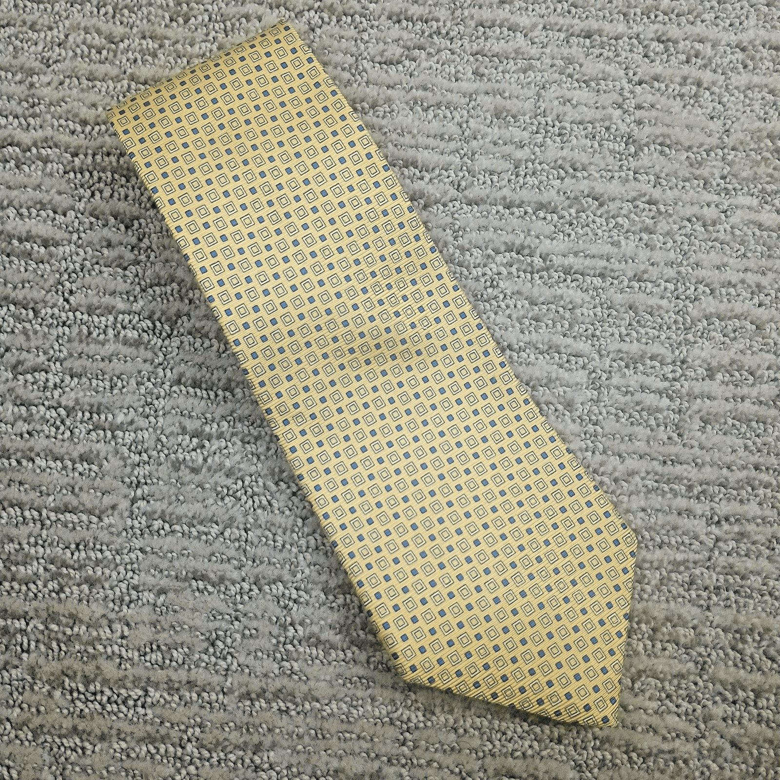 Lauren Ralph Lauren Yellow and Blue Geometric Square Silk Tie