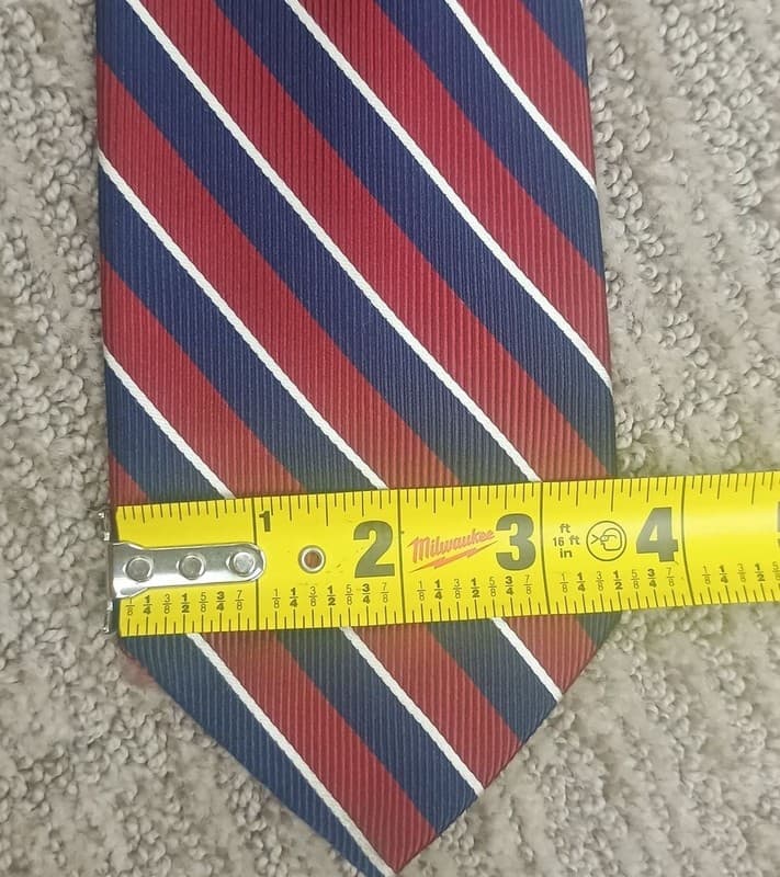 Brooks Brothers Makers Repp Stripe Silk Necktie Red and Navy Blue - Thumbnail 3