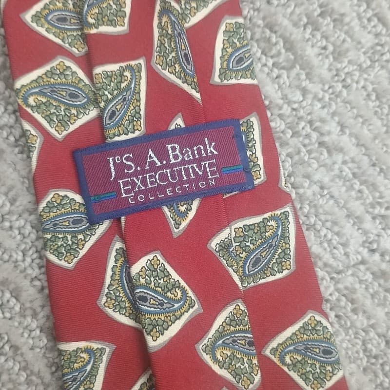 Jos. A. Bank Executive Collection Red Diamond Paisley Silk Tie 58 X 3.75 Formal - Thumbnail 2