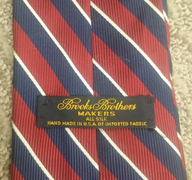Brooks Brothers Makers Repp Stripe Silk Necktie Red and Navy Blue - Thumbnail 2