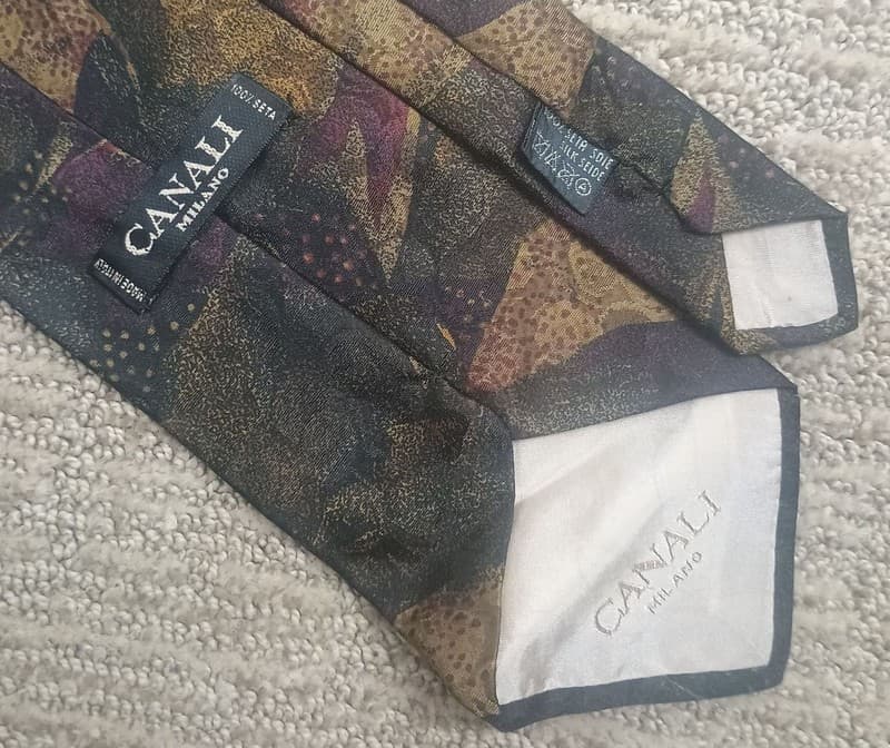 Canali Milano 100% Silk Abstract Artistic Floral Print Necktie Made in Italy - Thumbnail 2