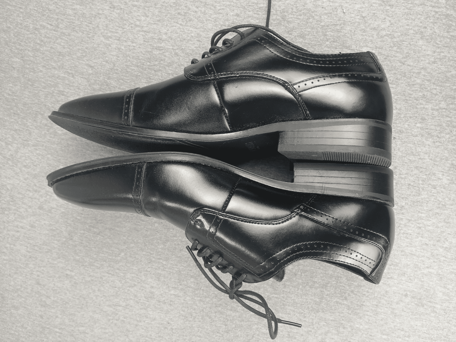 Stacy Adams Men Size 10.5W Black Leather Kenway Cap Toe OxfordLace Up Dress Shoe - Thumbnail 5