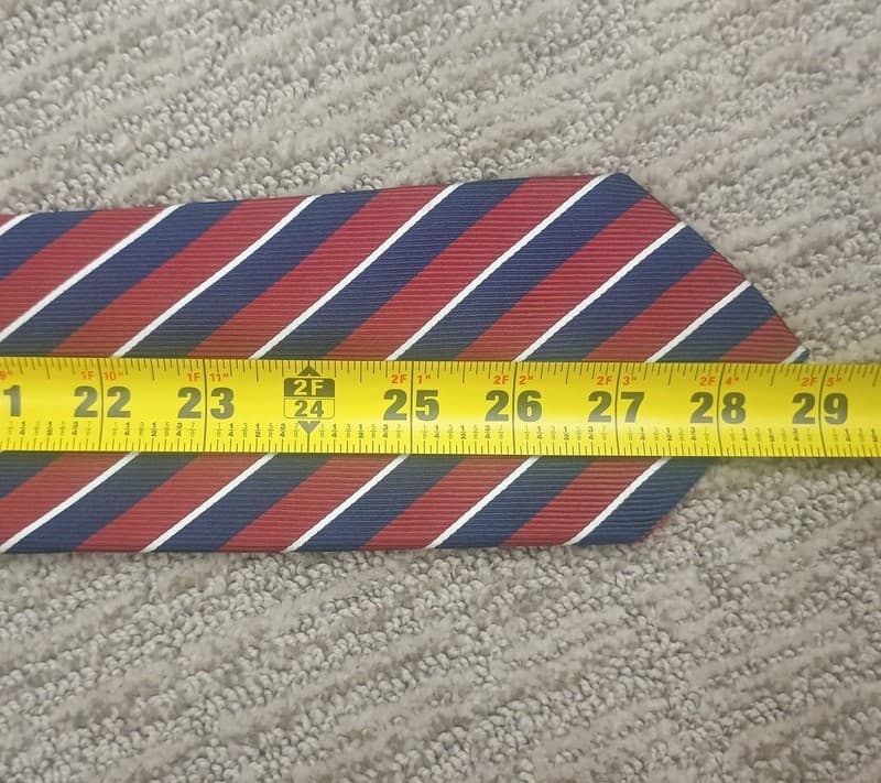 Brooks Brothers Makers Repp Stripe Silk Necktie Red and Navy Blue - Thumbnail 4