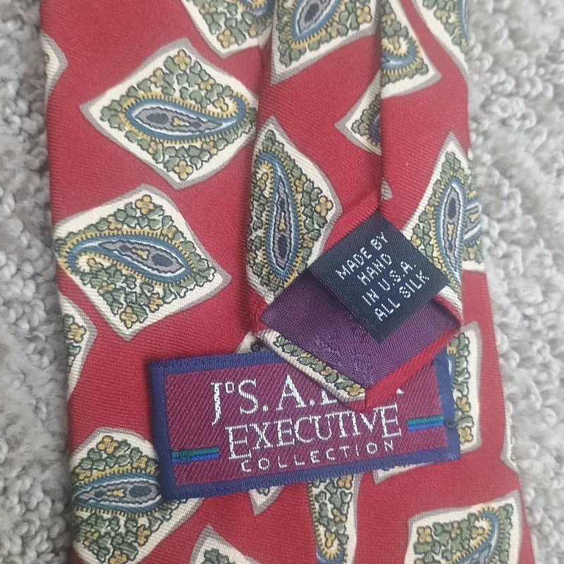 Jos. A. Bank Executive Collection Red Diamond Paisley Silk Tie 58 X 3.75 Formal - Thumbnail 3