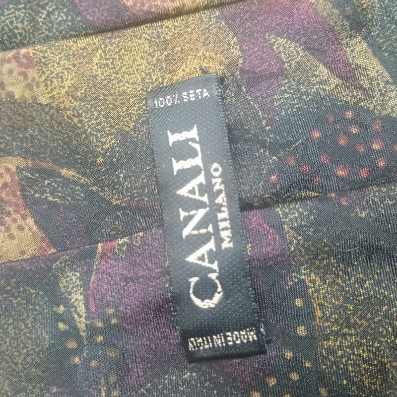 Canali Milano 100% Silk Abstract Artistic Floral Print Necktie Made in Italy - Thumbnail 3