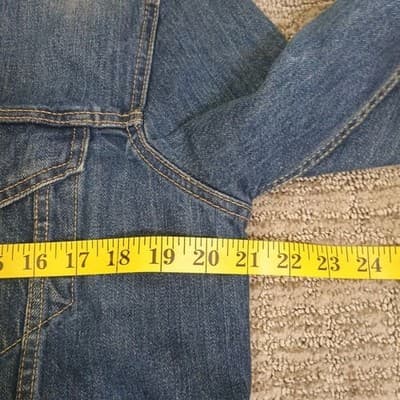 Levi's Trucker Jacket Men's Size Medium Denim 100% Cotton Painted 3 Eyed Cat - Thumbnail 5