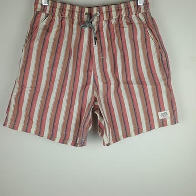Katin Kenwwood Volley Swim Trunks Mens Medium Mauve Cream Blue Tan Stripe - Thumbnail 2