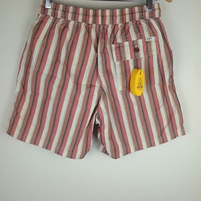 Katin Kenwwood Volley Swim Trunks Mens Medium Mauve Cream Blue Tan Stripe - Thumbnail 3