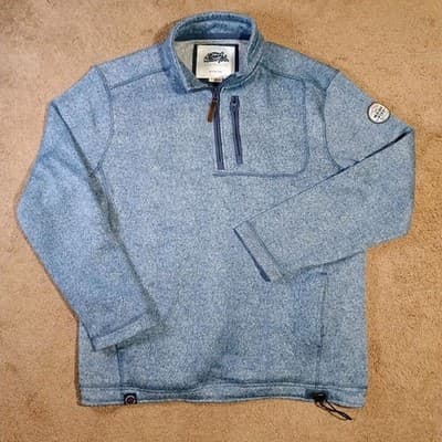 Wierd Fish Sweater Men's XL Pullover Lined Knitted Quarter Zip Chest Pocket - Thumbnail 3