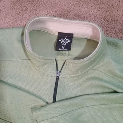 Prana Mens Quarter Zip Pullover Sage Green Textured Long Sleeve Shirt Size M USA - Thumbnail 2