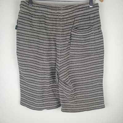 ONIA Towel Terry Shorts Men's Medium Gray Brown White Striped - Thumbnail 3