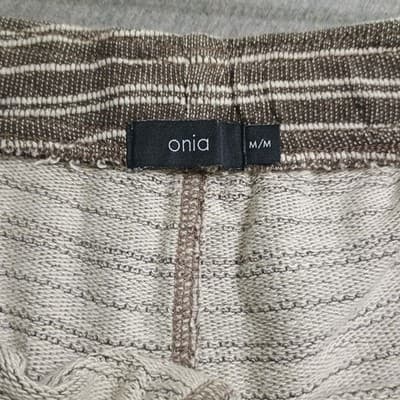 ONIA Towel Terry Shorts Men's Medium Gray Brown White Striped - Thumbnail 8