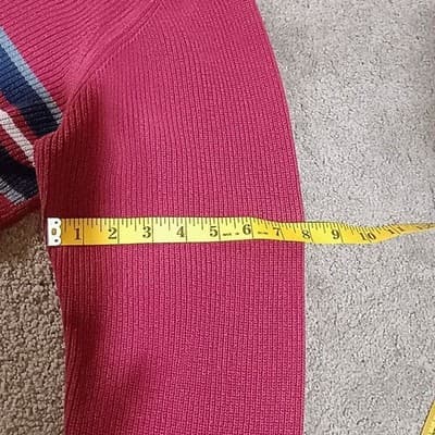 Eddie Bauer Mens XL Tall Red Ribbed 1/4 Zip Cotton Sweater Striped Pullover - Thumbnail 11