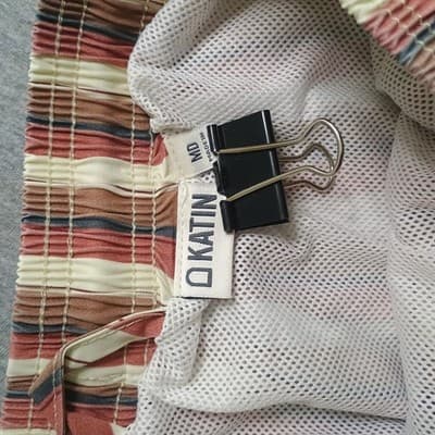 Katin Kenwwood Volley Swim Trunks Mens Medium Mauve Cream Blue Tan Stripe - Thumbnail 8