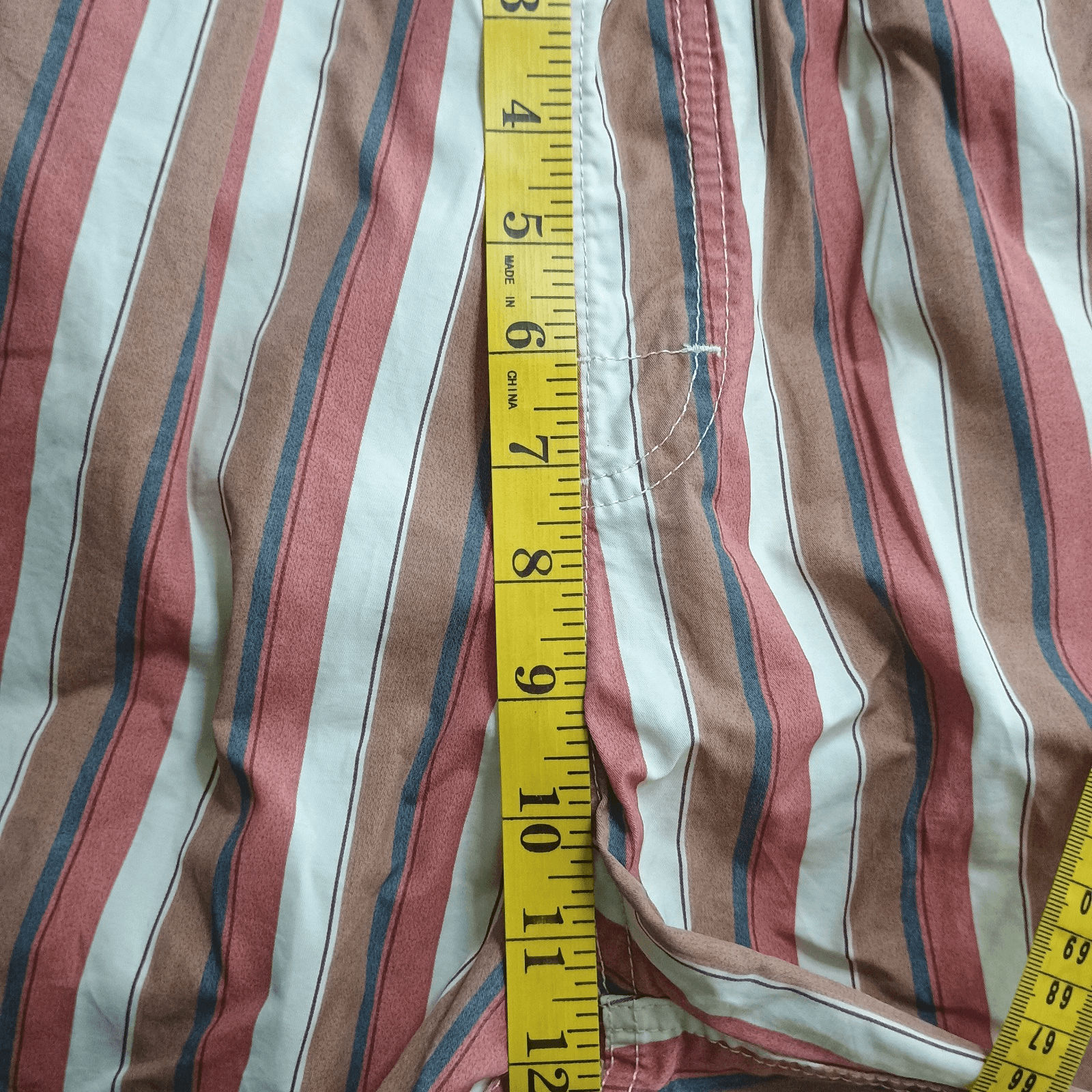 Katin Kenwwood Volley Swim Trunks Mens Medium Mauve Cream Blue Tan Stripe - Thumbnail 5