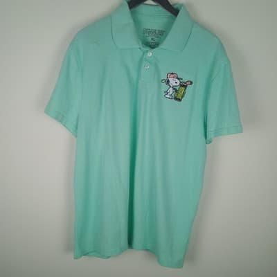 Peanuts Snoopy Golf Club Bag Polo Men’s XL Mint Green Classic Short Sleeve Shirt - Thumbnail 3