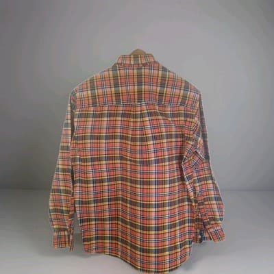 Cinch Long Sleeve Shirt Men's Size S Orange and Brown Check Plaid - Thumbnail 3
