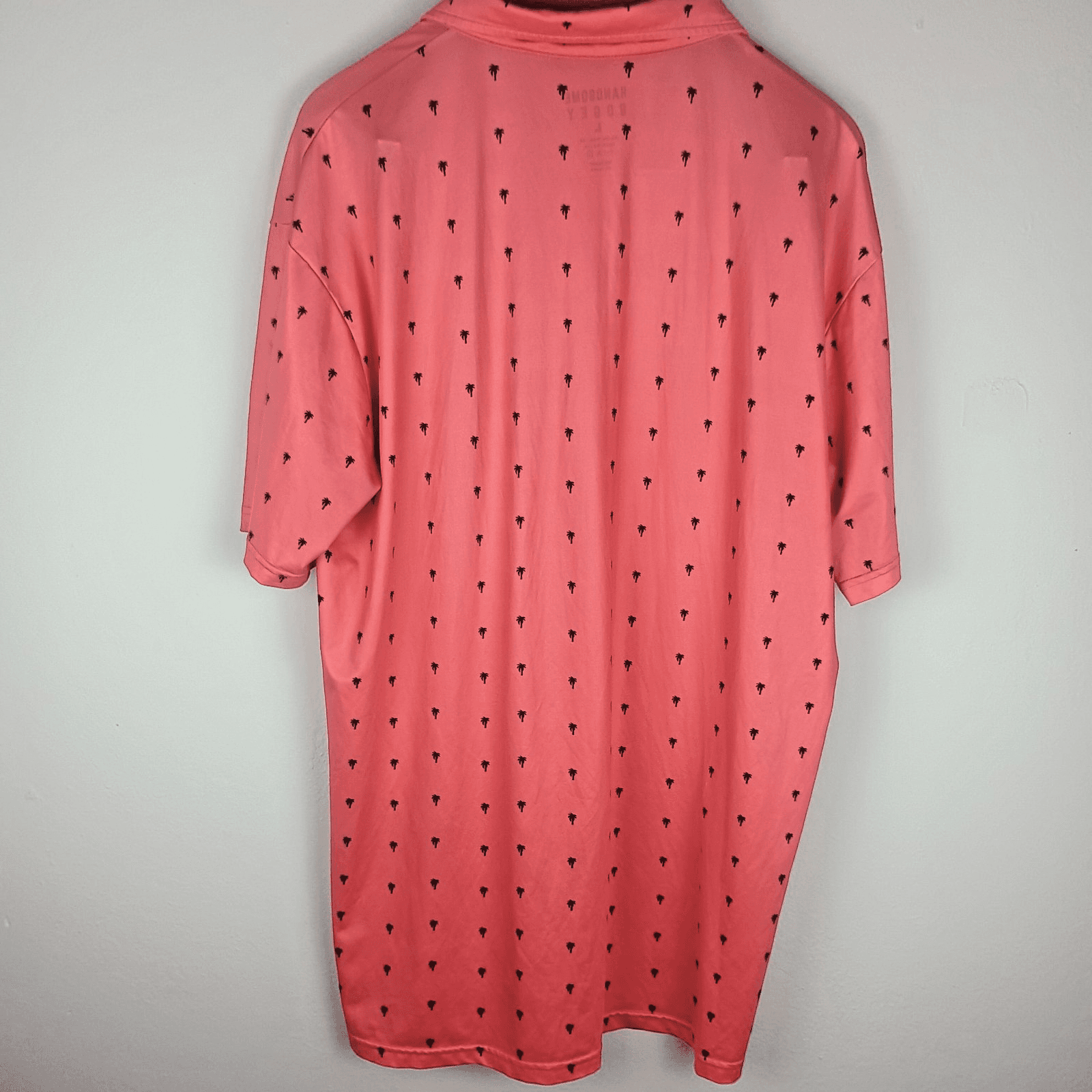 Handsome Bogey Performance Golf Jersey Mens Large Pink & Palm Trees Stretchy - Thumbnail 4