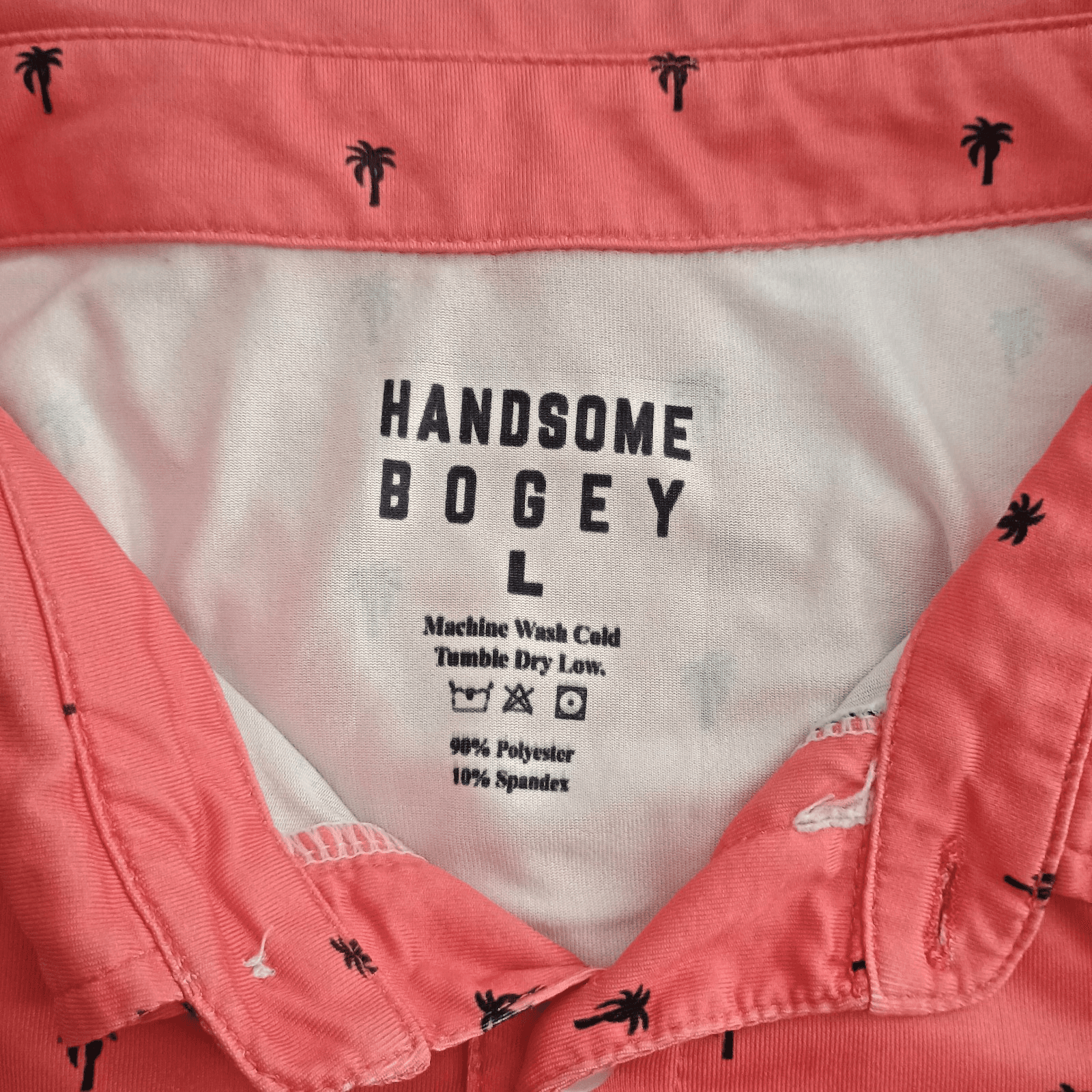 Handsome Bogey Performance Golf Jersey Mens Large Pink & Palm Trees Stretchy - Thumbnail 2