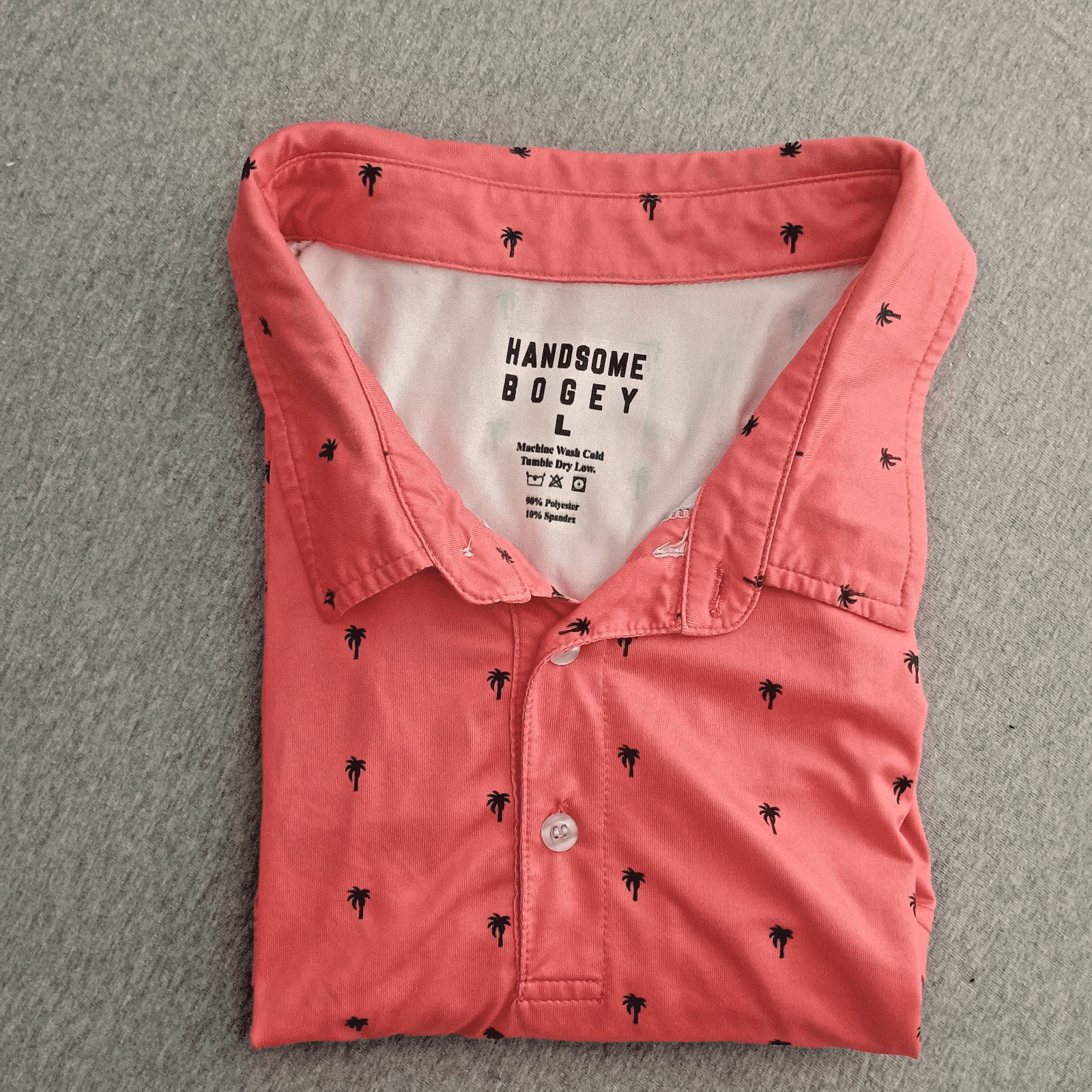 Handsome Bogey Performance Golf Jersey Mens Large Pink & Palm Trees Stretchy