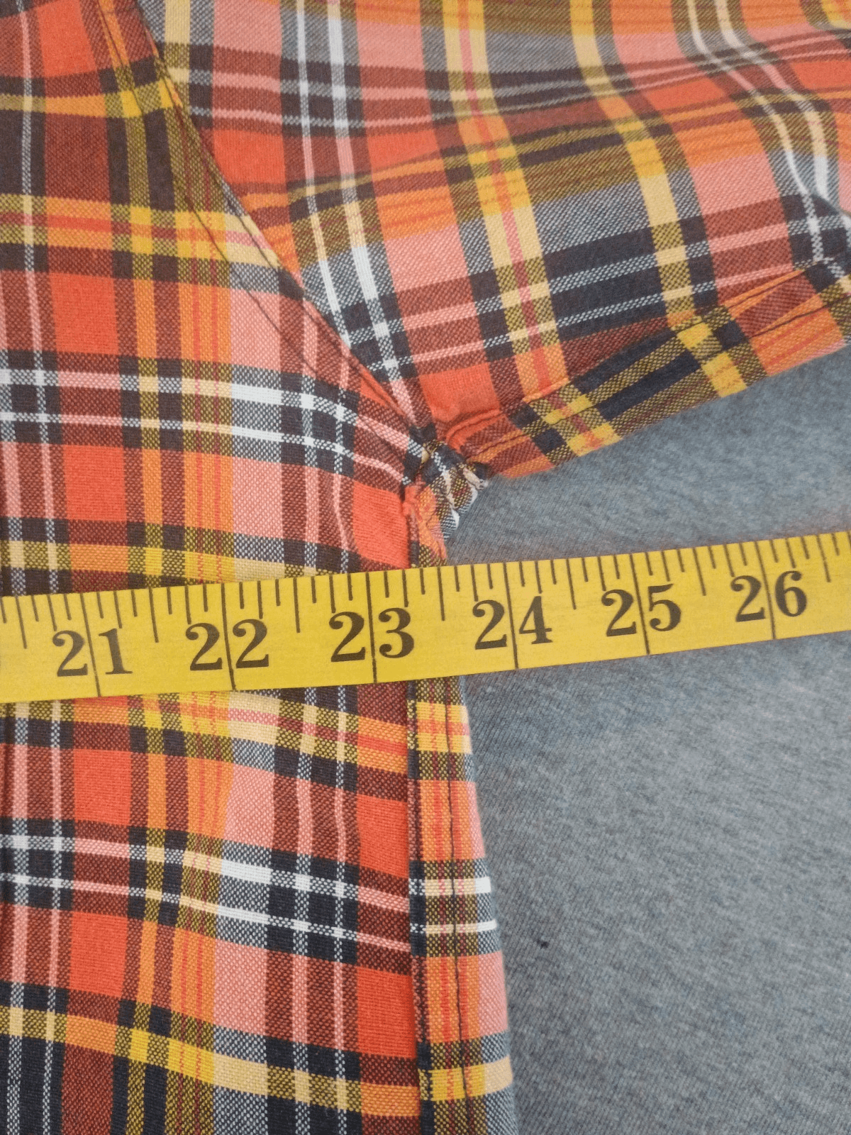Cinch Long Sleeve Shirt Men's Size S Orange and Brown Check Plaid - Thumbnail 5