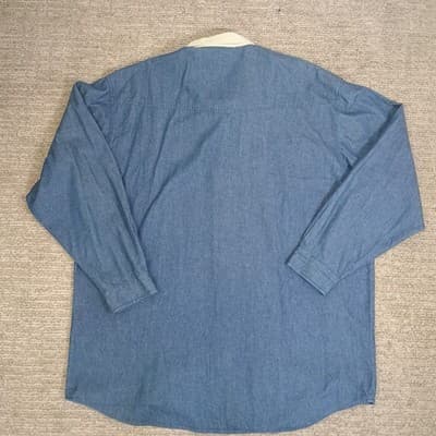 Roper Denim Shirt Mens 3XT Tall Long Sleeve Button Blue Tan Collar - Thumbnail 8