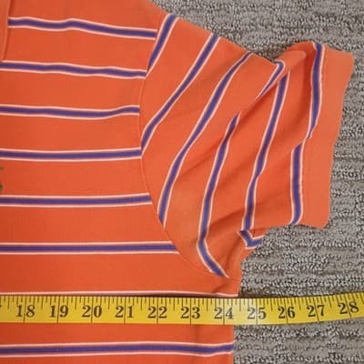 Polo Ralph Lauren Polo Top Men XL Bold Orange with Blue Stripes Short Sleeve - Thumbnail 5