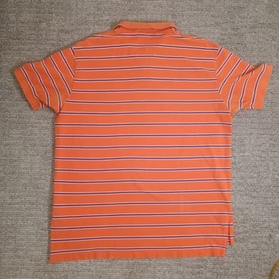 Polo Ralph Lauren Polo Top Men XL Bold Orange with Blue Stripes Short Sleeve - Thumbnail 8
