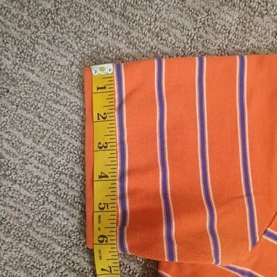 Polo Ralph Lauren Polo Top Men XL Bold Orange with Blue Stripes Short Sleeve - Thumbnail 6