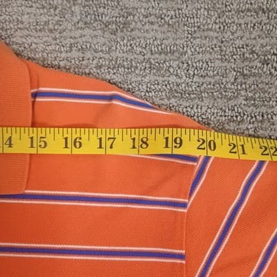 Polo Ralph Lauren Polo Top Men XL Bold Orange with Blue Stripes Short Sleeve - Thumbnail 4