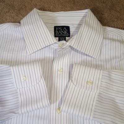 Jos A Bank Traveler's Shirt 16 35 Button Up Long Sleeve Dress Shirt Pin Striped - Thumbnail 2