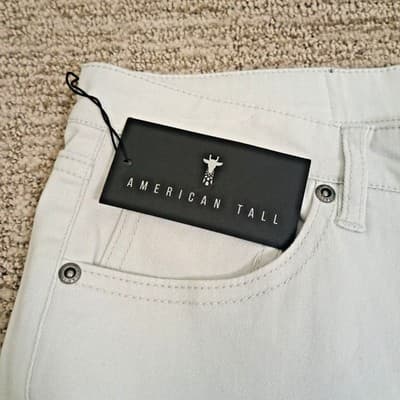 New American Tall Carman Jeans Mens Jeans 33x34.5 Tapered Fit Light Gray Stretch - Thumbnail 3