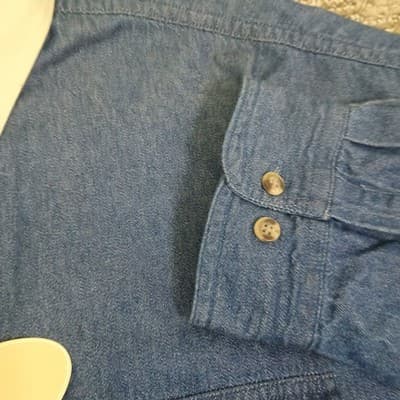 Roper Denim Shirt Mens 3XT Tall Long Sleeve Button Blue Tan Collar - Thumbnail 7