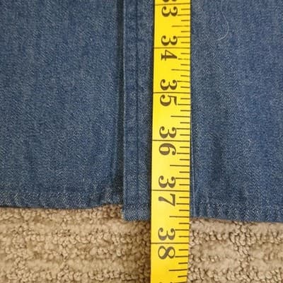 Roper Denim Shirt Mens 3XT Tall Long Sleeve Button Blue Tan Collar - Thumbnail 10