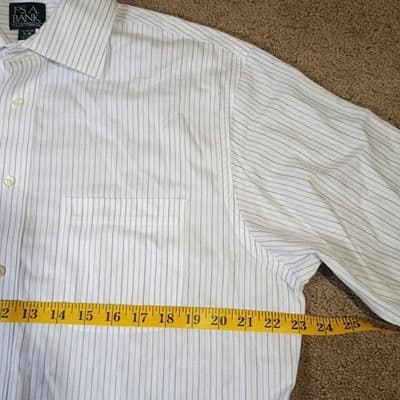 Jos A Bank Traveler's Shirt 16 35 Button Up Long Sleeve Dress Shirt Pin Striped - Thumbnail 6