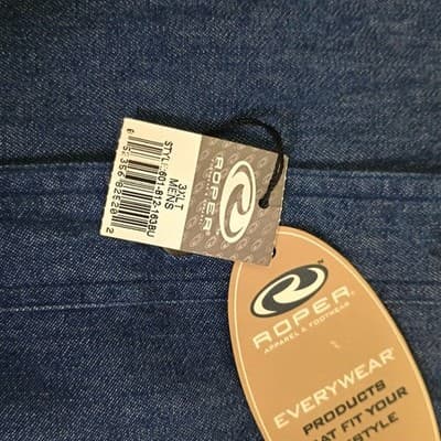 Roper Denim Shirt Mens 3XT Tall Long Sleeve Button Blue Tan Collar - Thumbnail 3