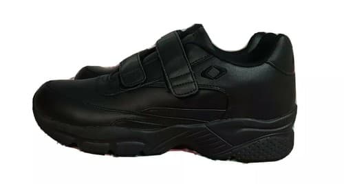 Apex Orthotic Slip Resistant Black Leather hook & loop Comfort Sneaker Men's 12