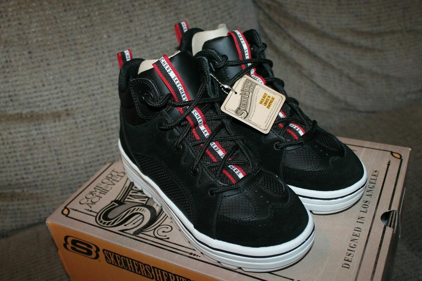 WOMEN'S sz 8, 8.5, 9.5 SKECHERS STREET CLEATS 2 FUNKSHION BLACK (NIB) - Thumbnail 2