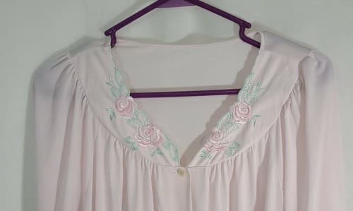 Shadowline Vintage Light Pink Peignoir Robe Large - Thumbnail 4