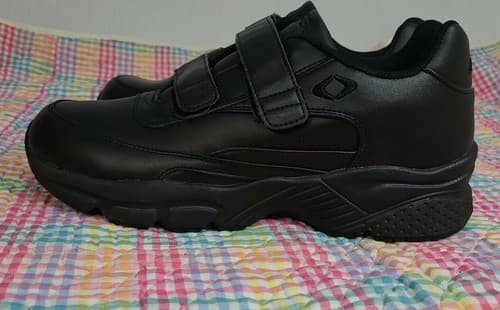 Apex Orthotic Slip Resistant Black Leather hook & loop Comfort Sneaker Men's 12 - Thumbnail 2