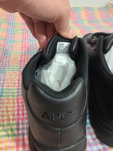 Apex Orthotic Slip Resistant Black Leather hook & loop Comfort Sneaker Men's 12 - Thumbnail 9