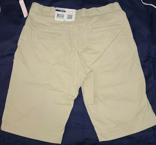 Izod Approved School Uniform Adjust Waist Stretch Skinny Bermuda Shorts 14 Khaki