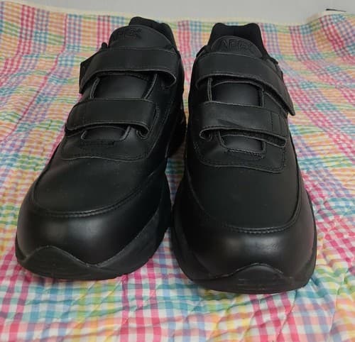 Apex Orthotic Slip Resistant Black Leather hook & loop Comfort Sneaker Men's 12 - Thumbnail 4