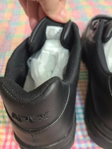 Apex Orthotic Slip Resistant Black Leather hook & loop Comfort Sneaker Men's 12 - Thumbnail 8