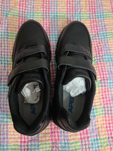 Apex Orthotic Slip Resistant Black Leather hook & loop Comfort Sneaker Men's 12 - Thumbnail 10