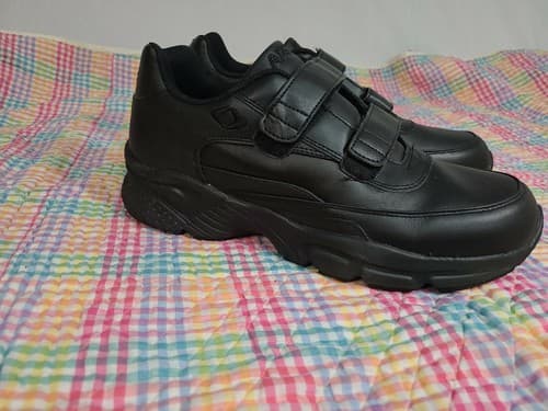 Apex Orthotic Slip Resistant Black Leather hook & loop Comfort Sneaker Men's 12 - Thumbnail 5