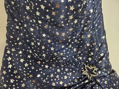 VTG Jessica McClintock Gunne Sax Dress Metallic Star Strapless Bubble Mini Sz 5 - Thumbnail 10