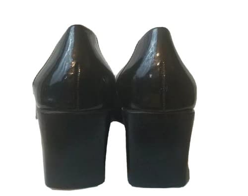 ETIENNE AIGNER SIZE 10 M CAZEYI BLACK LEATHER HEELS BLACK PATENT TOE AND HEEL - Thumbnail 5