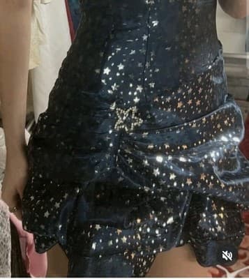 VTG Jessica McClintock Gunne Sax Dress Metallic Star Strapless Bubble Mini Sz 5 - Thumbnail 2