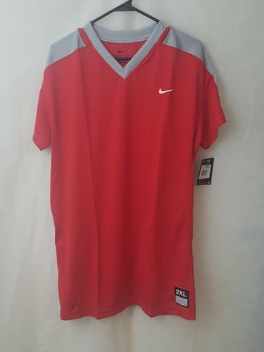 Nike S/S Softball V-Neck Shirt Jersey Women's Red Gray XS, S, M, L, XL, XXL NWT - Thumbnail 3